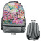 Watercolor Floral Large Backpack - Gray - Front & Back View
