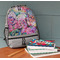 Watercolor Floral Large Backpack - Gray - On Desk