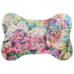 Watercolor Floral Bone Shaped Dog Food Mat (Large)