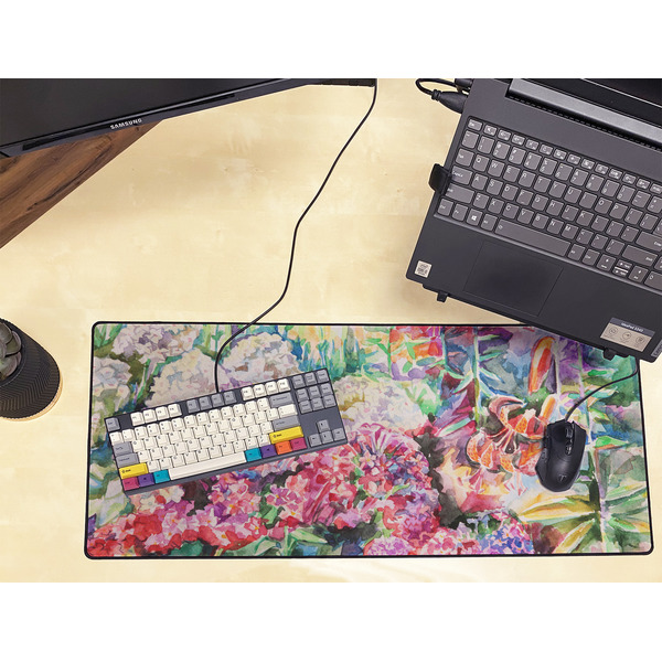 Watercolor Floral Large Gaming Mats - LIFESTYLE