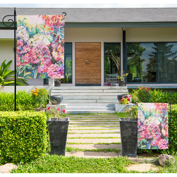 Custom Watercolor Floral Large Garden Flag - Double Sided