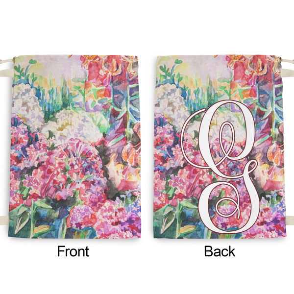 Watercolor Floral Large Laundry Bag - Front & Back View