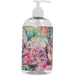 Watercolor Floral Plastic Soap / Lotion Dispenser (16 oz - Large - White)