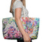 Watercolor Floral Large Rope Tote Bag - In Context View