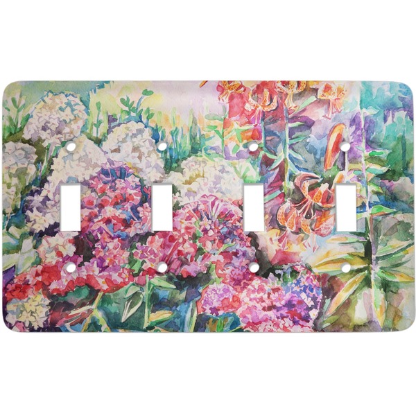 Custom Watercolor Floral Light Switch Cover (4 Toggle Plate)