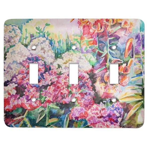 Custom Watercolor Floral Light Switch Cover (3 Toggle Plate)