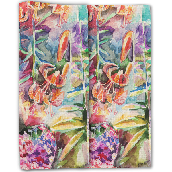 Watercolor Floral Linen Placemat - Folded Half (double sided)