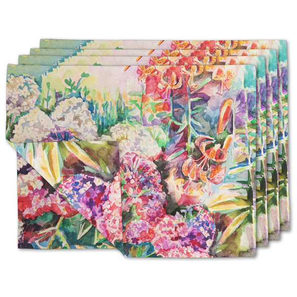 Custom Watercolor Floral Double-Sided Linen Placemat - Set of 4
