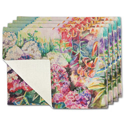 Watercolor Floral Single-Sided Linen Placemat - Set of 4
