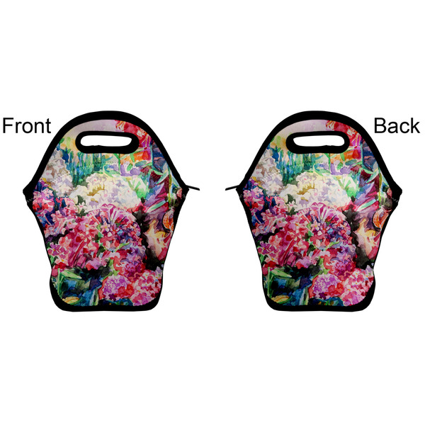 Watercolor Floral Lunch Bag - Front and Back