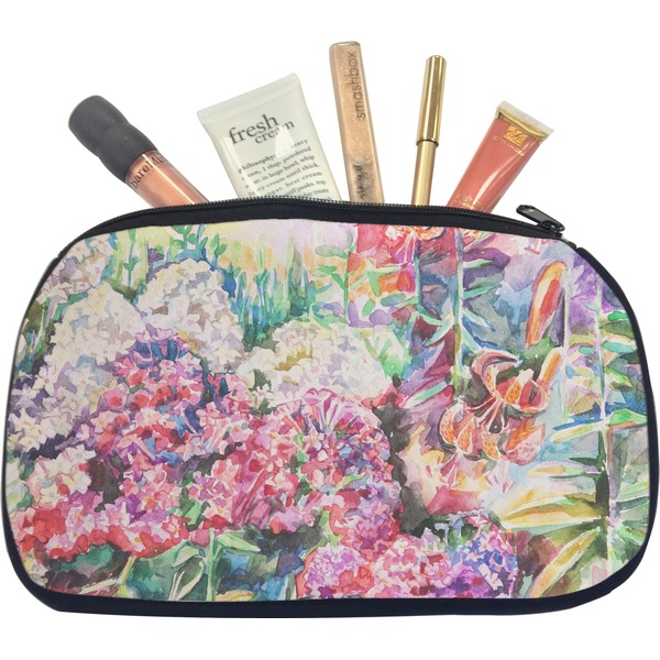 Custom Watercolor Floral Makeup / Cosmetic Bag - Medium