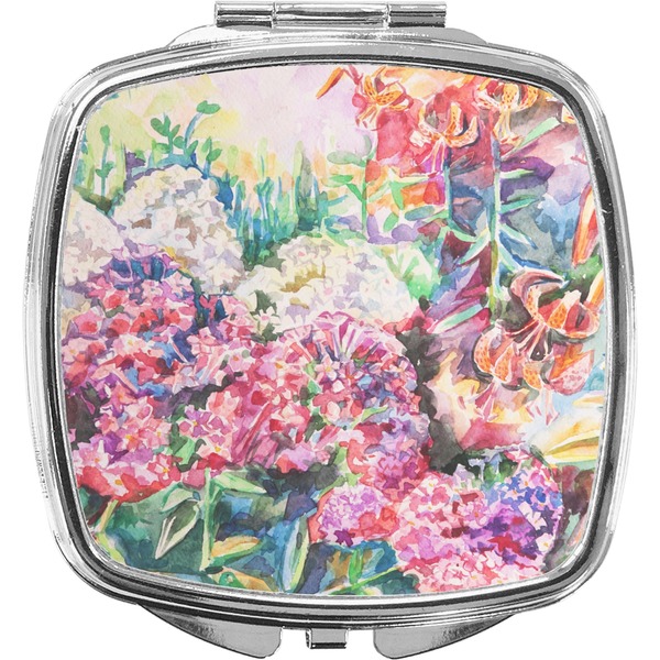 Custom Watercolor Floral Compact Makeup Mirror