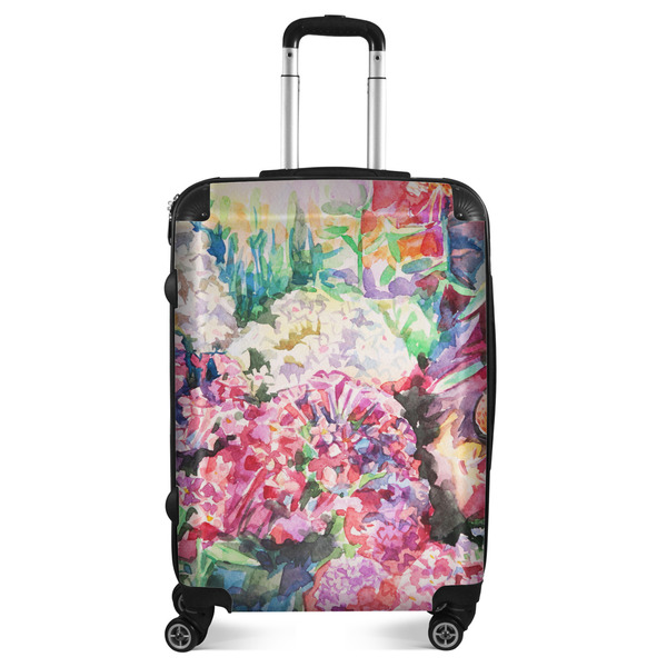 Custom Watercolor Floral Suitcase - 24" Medium - Checked