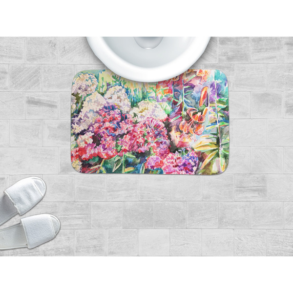 Watercolor Floral Memory Foam Bath Mat - LIFESTYLE