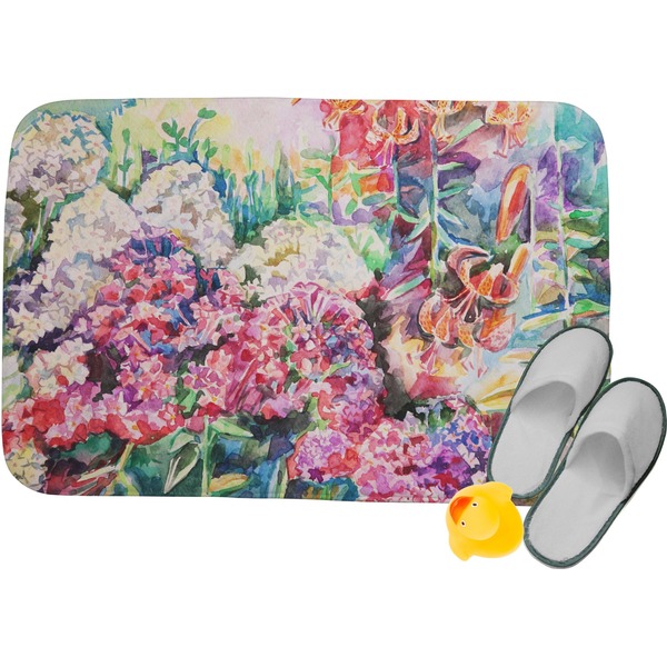 Custom Watercolor Floral Memory Foam Bath Mat - 34"x21"