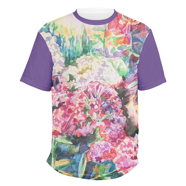 Custom Watercolor Floral Men's Crew T-Shirt - Small