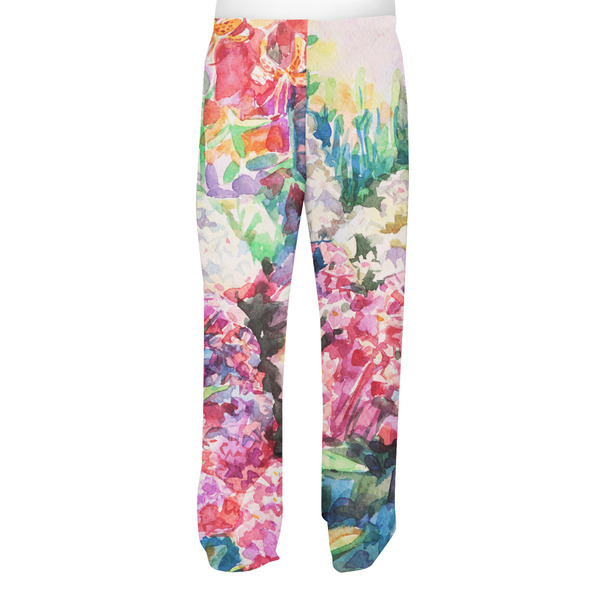 Watercolor Floral Men's Pjs Back - on model