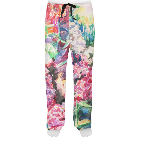 Watercolor Floral Men's Pjs Front - on model