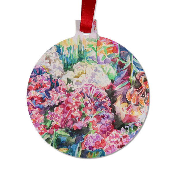 Custom Watercolor Floral Metal Ball Ornament - Double Sided