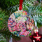 Watercolor Floral Metal Ball Ornament - Lifestyle