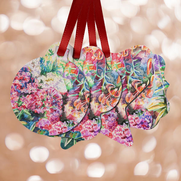 Custom Watercolor Floral Metal Ornaments - Double Sided
