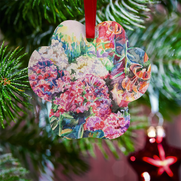 Watercolor Floral Metal Paw Ornament - Lifestyle