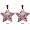 Watercolor Floral Metal Star Ornament - Front and Back