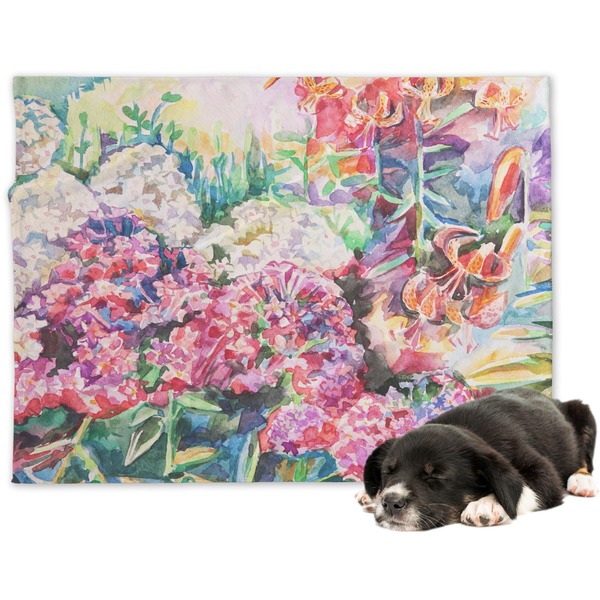 Custom Watercolor Floral Dog Blanket - Large