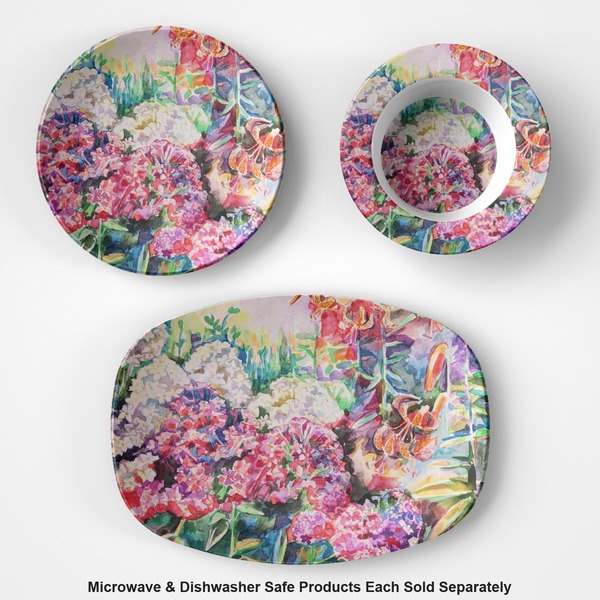 Watercolor Floral Microwave & Dishwasher Safe CP Plastic Dishware - Group