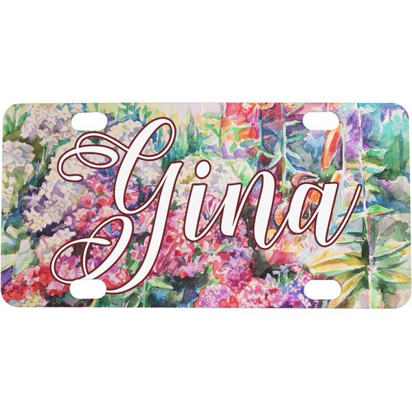 Custom Watercolor Floral Mini / Bicycle License Plate (4 Holes)