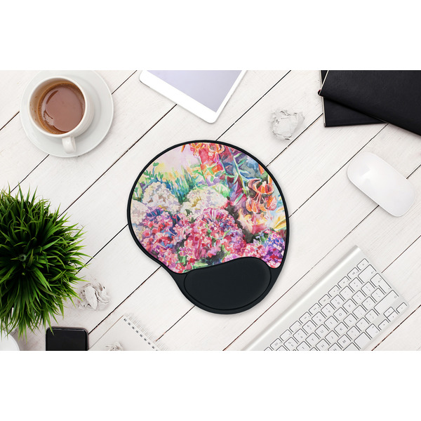 Watercolor Floral Mouse Pad with Wrist Rest - LIFESYTLE 1