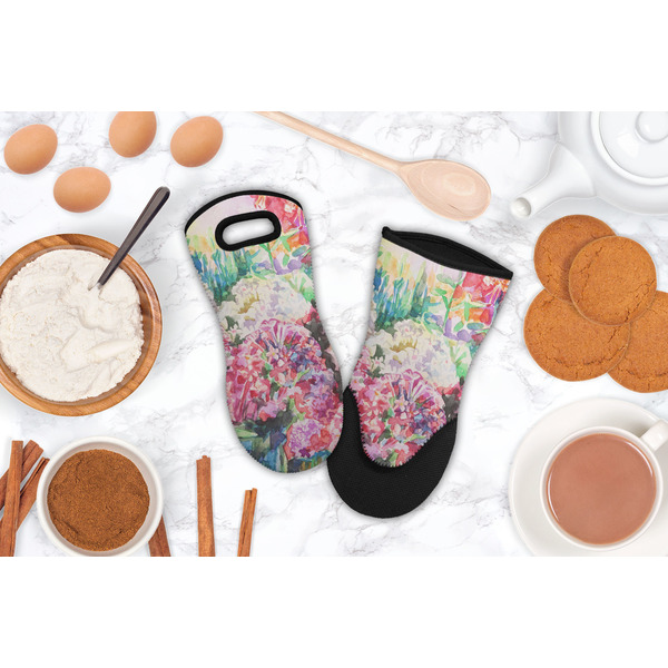 Watercolor Floral Neoprene Oven Mitt - Lifestyle Image