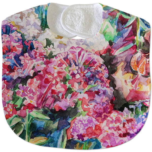 Watercolor Floral New Baby Bib - Closed and Folded