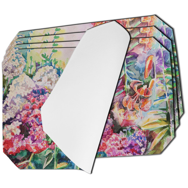 Custom Watercolor Floral Dining Table Mat - Octagon - Set of 4 (Single-Sided)