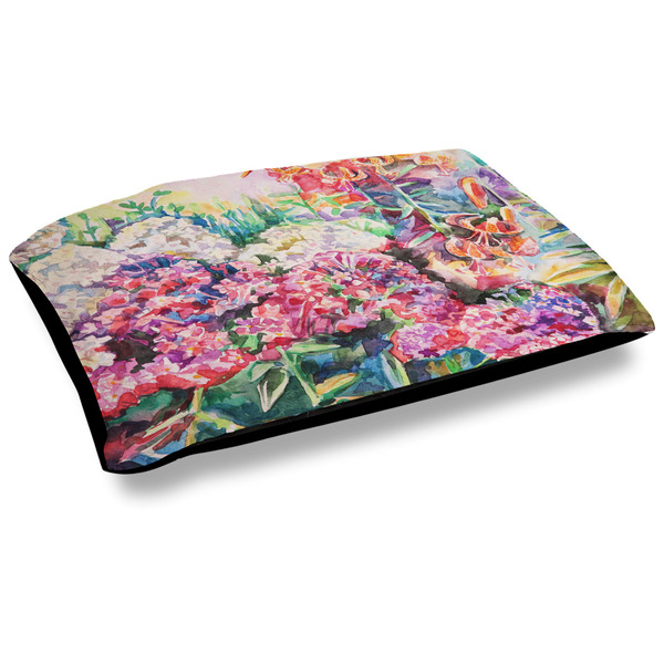 Custom Watercolor Floral Outdoor Dog Bed - Large