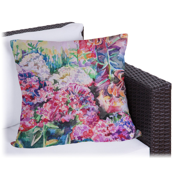 Custom Watercolor Floral Outdoor Pillow - 16"