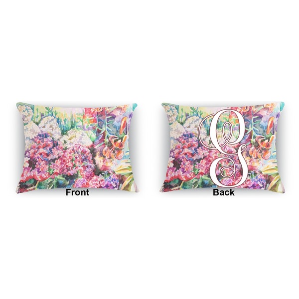 Watercolor Floral  Outdoor Rectangular Throw Pillow (Front and Back)
