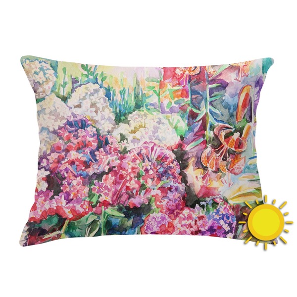 Custom Watercolor Floral Outdoor Throw Pillow (Rectangular)