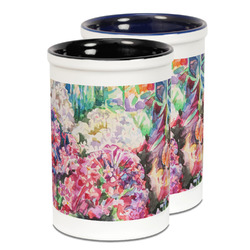 Watercolor Floral Ceramic Pencil Holder - Large