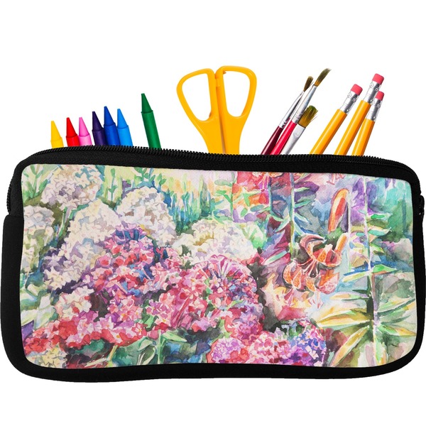 Custom Watercolor Floral Neoprene Pencil Case