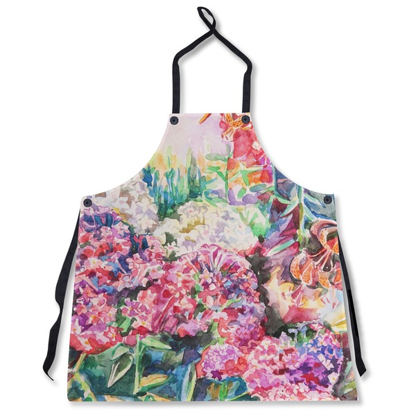 Custom Watercolor Floral Apron Without Pockets