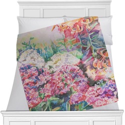 Watercolor Floral Minky Blanket - Toddler / Throw - 60"x50" - Single Sided