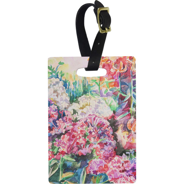 Custom Watercolor Floral Plastic Luggage Tag - Rectangular