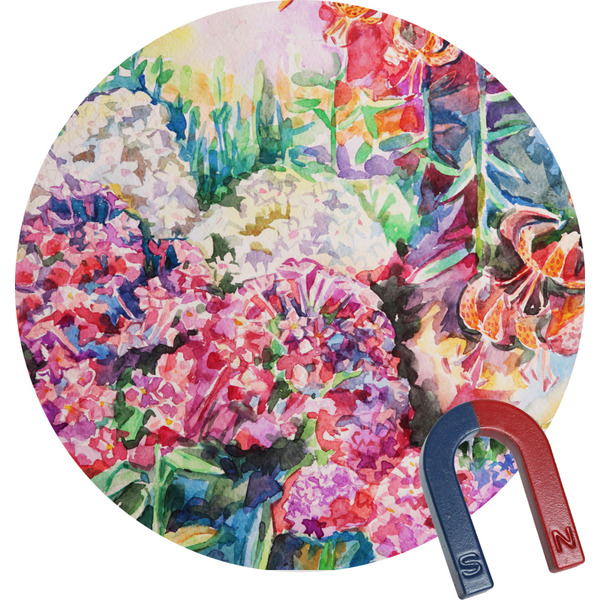 Custom Watercolor Floral Round Fridge Magnet