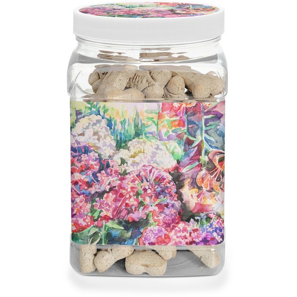 Custom Watercolor Floral Dog Treat Jar