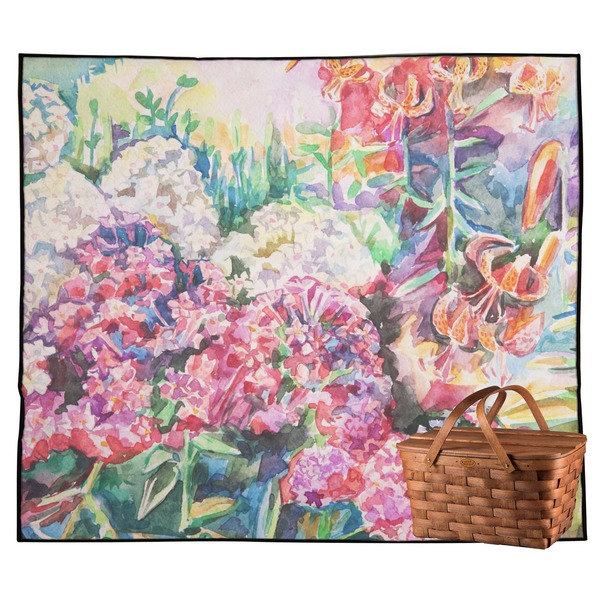 Custom Watercolor Floral Outdoor Picnic Blanket
