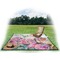 Watercolor Floral Picnic Blanket - with Basket Hat and Book - in Use