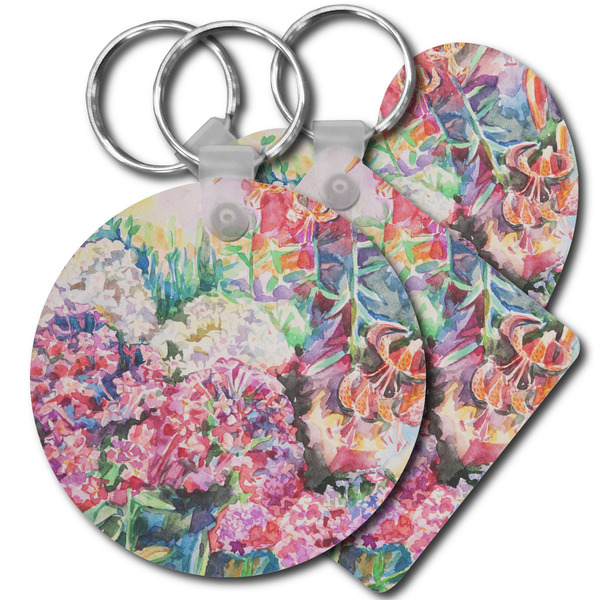 Custom Watercolor Floral Plastic Keychain
