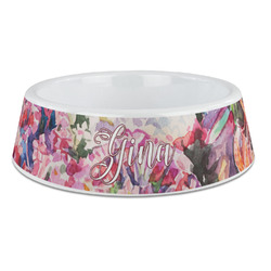Watercolor Floral Plastic Dog Bowl - Large