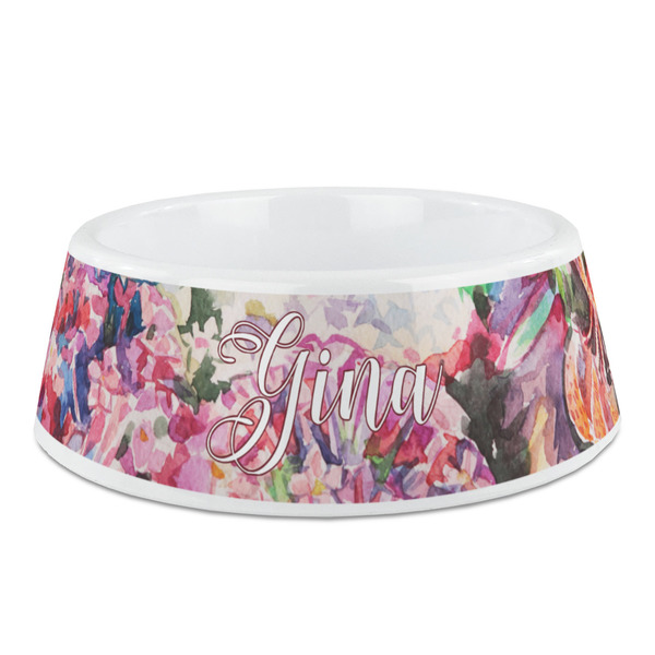 Custom Watercolor Floral Plastic Dog Bowl